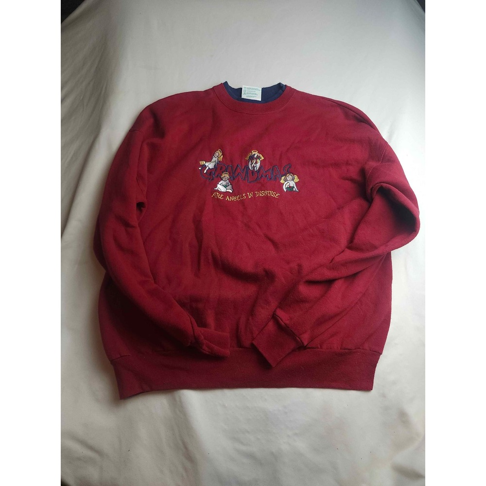 Vintage MC Sportswear Grandmas Are Angels In Disguise Sweatshirt Red Womens XL